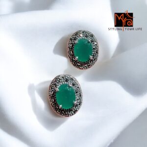 Green Onyx & Marcasite Stone Studs
