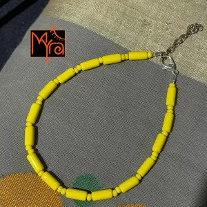 Pipe & Bead Anklet : Yellow