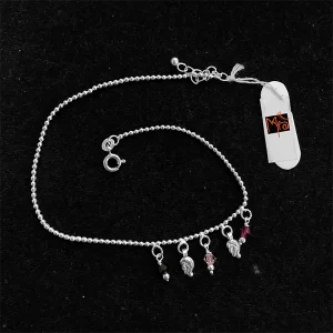 Chain Anklet with Stone Danglers