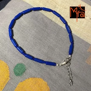 Pipe & Bead Anklet : Navy Blue