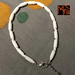 Pipe & Bead Anklet : White