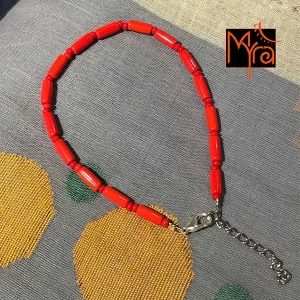 Pipe & Bead Anklet : Red