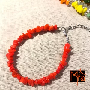 Uncut Stone Bracelet : Tomato Red