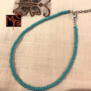 Small Glass Beaded Anklet : Turquoise