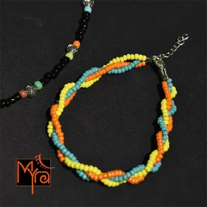 Braided Anklet : Yellow, Turquoise, Orange
