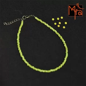 Plain Glass Beaded Anklet : Lime Green