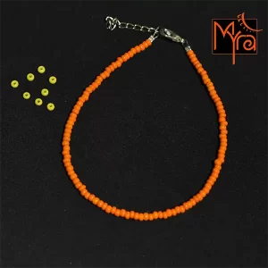 Plain Glass Beaded Anklet : Orange