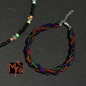 Braided Anklet : Translucent Red, Green, Blue
