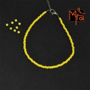 Plain Glass Beaded Anklet : Yellow