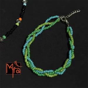 Braided Anklet : Light Green, Turquoise
