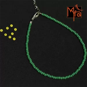 Plain Glass Beaded Anklet : Green