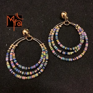 Triple Layered Beaded Hoops : Multicolor