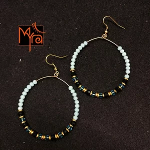 Round Hoops with Cyan Crystals