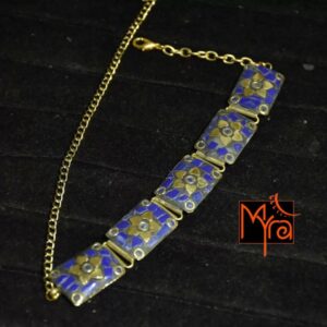 Rectangle Pattern Tibetan Stone Choker : Blue