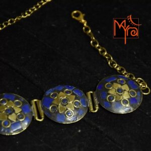 Round Pattern Tibetan Stone Choker : Blue