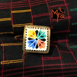 White Handpainted Rangoli Ring