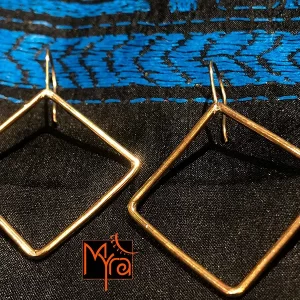 Rhombus Brass Wire Earrings