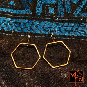 Hexagon Brass Wire Earrings
