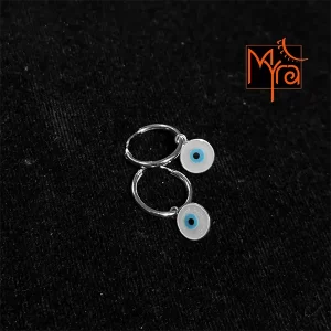 Pure Silver Earring with Evil Eye (Circle)