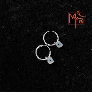 Pure Silver Earring with Evil Eye (Heart)