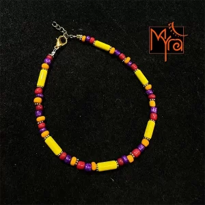 Pipe & Bead Anklet : Yellow, Purple, Red