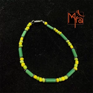 Pipe & Bead Anklet : Green, Yellow