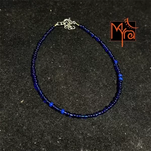 Plain Beaded Anklet : Navy Blue