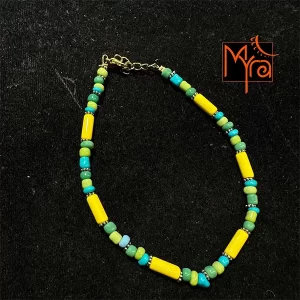 Pipe & Bead Anklet : Yellow, Green, Blue