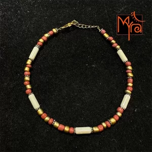 Pipe & Bead Anklet : Off White, Brown, Golden