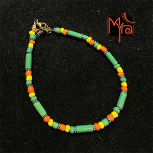 Pipe & Bead Anklet : Green, Yellow, Orange