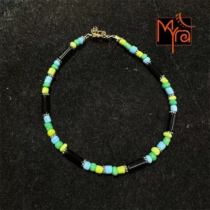 Pipe & Bead Anklet : Black, Green, Blue