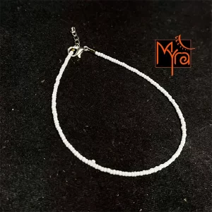 Plain Beaded Anklet : White