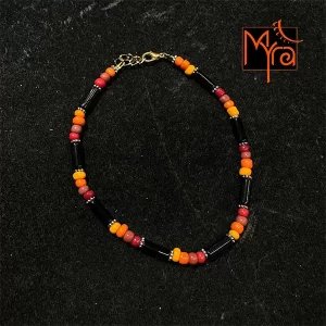 Pipe & Bead Anklet : Black, Brown, Red, Orange
