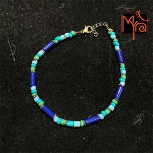 Pipe & Bead Anklet : Navy Blue, Sky Blue, Green
