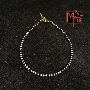 Plain Beaded Anklet : Black & White