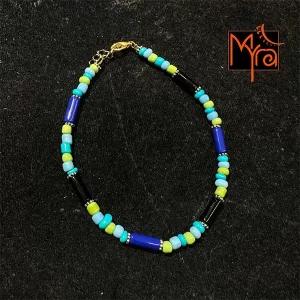 Pipe & Bead Anklet : Navy Blue, Black, Green