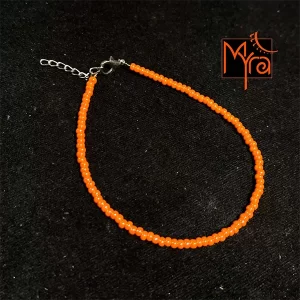 Plain Beaded Anklet : Orange