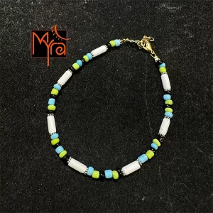 Pipe & Bead Anklet : White, Black, Green, Blue