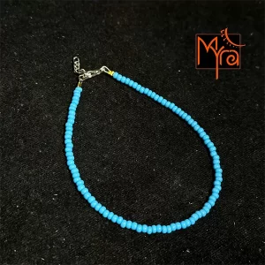 Plain Beaded Anklet : Sky Color