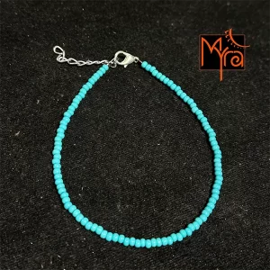 Plain Beaded Anklet : Turquoise