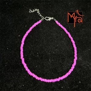 Plain Beaded Anklet : Shiny Pink