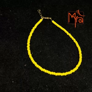 Plain Beaded Anklet : Lime Yellow