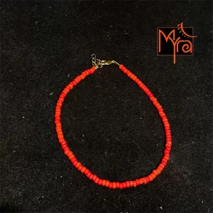 Plain Beaded Anklet : Tomato Red