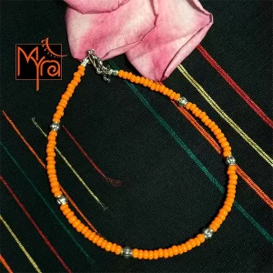Glass Beaded Dandelion Charm Anklet : Lime Yellow