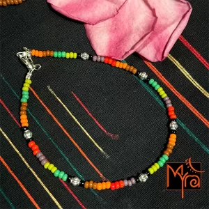 Glass Beaded Multicolor Charm Anklet